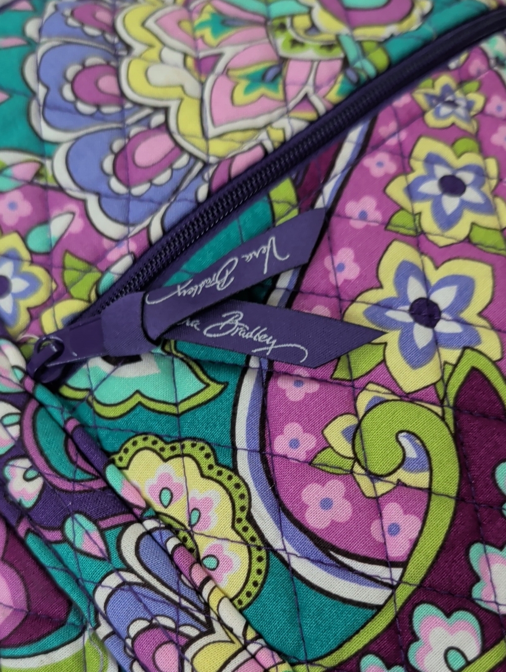 Vera Bradley Retired Heather Paisley Quilted Tote Teal and Purple - SALE!! - Picture 3 of 15